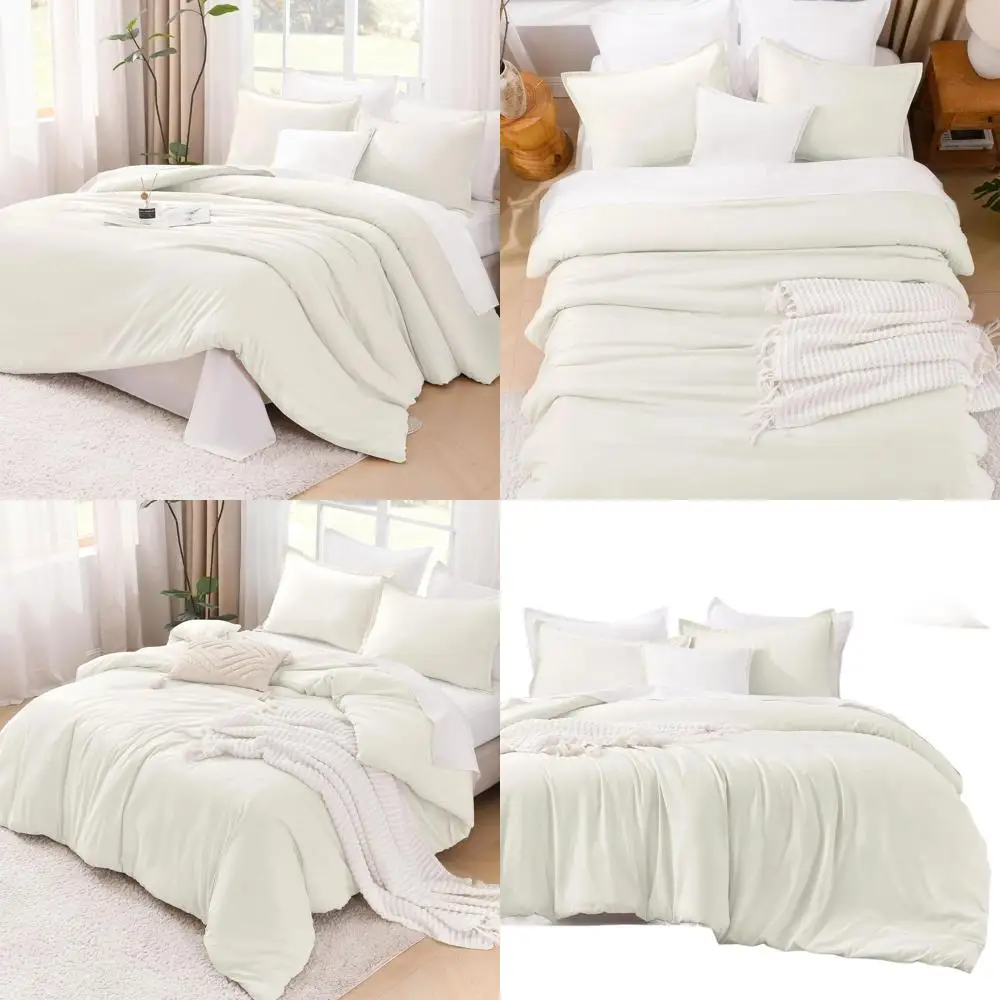 

Большой комплект одеял King цвета слоновой кости, 120x120 дюймов, легкое всесезонное постельное белье из трех предметов с 2 наволочками