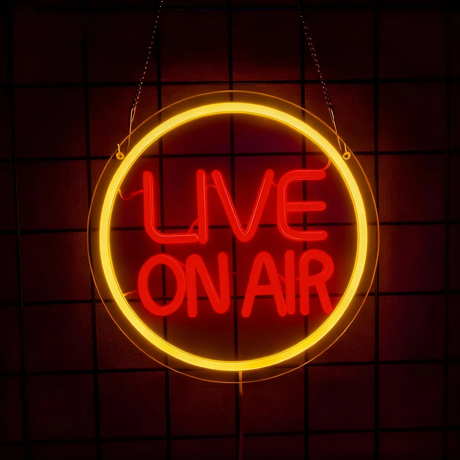 لايف على الهواء النيون تضيء علامات لديكور الحائط ، LED النيون تسجيل USB اتصال لغرفة الاستوديو جدار ديكور بار نادي ديكور