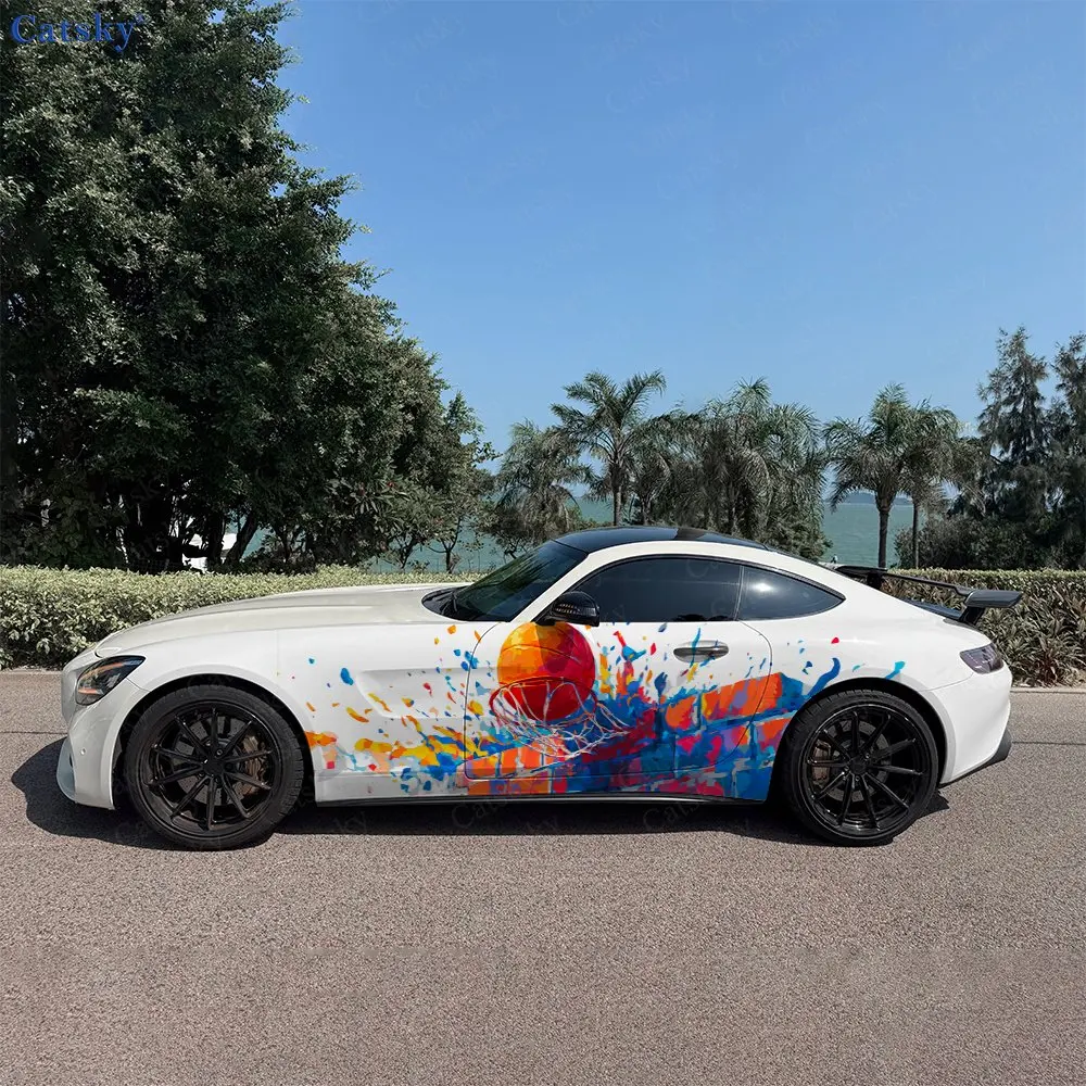 

Спортивные наклейки на боковые части автомобиля с красочным граффити в стиле баскетбола, самоклеящиеся, из ПВХ, водонепроницаемые и устойчивые к царапинам, аксессуар для автомобиля, подарок