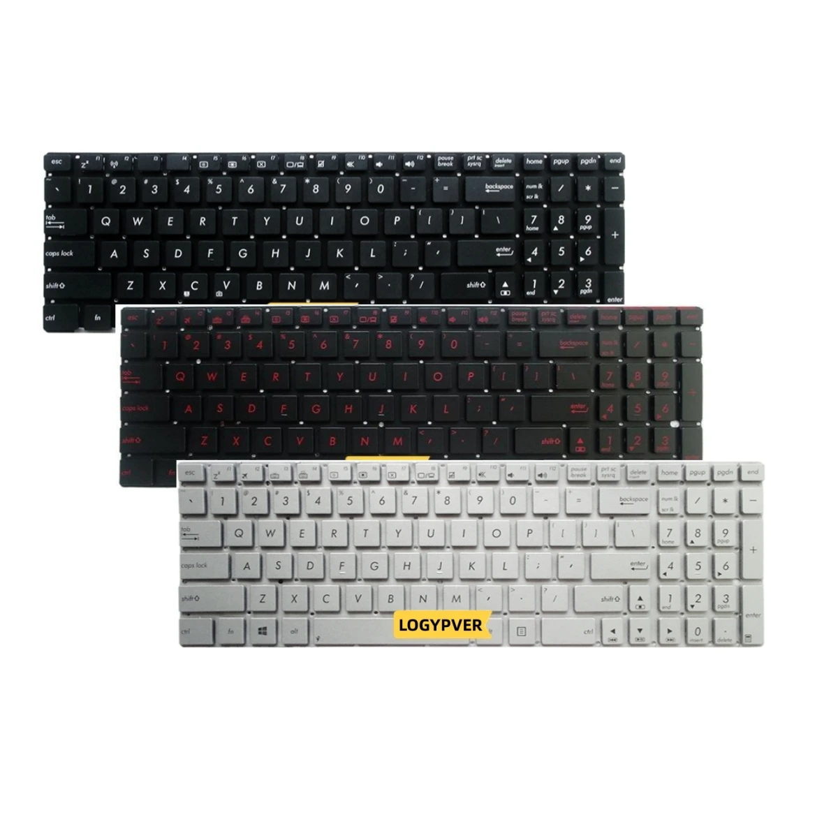 

US Laptop Keyboard for Asus N56DP N56VZ N56VM N550 N550J N550JA N550JK N550JV N56 N56DY N56VB N56VJ Black Silver Red Backlit