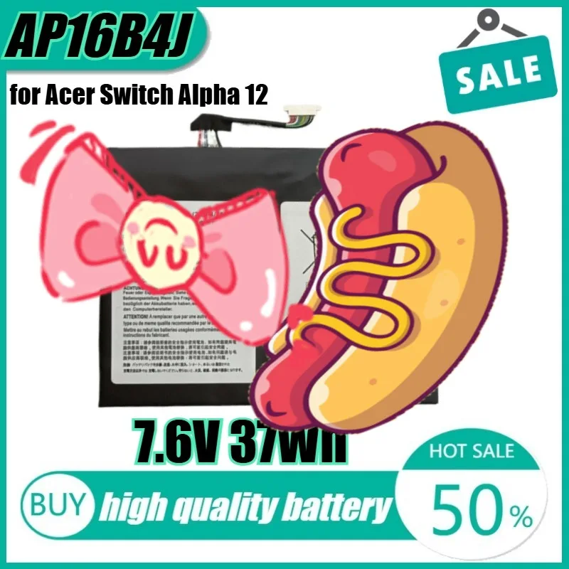 

7.6V 37Wh AP16B4J Laptop Battery for Acer Switch Alpha 12 SW512-52-513B SA5-271 SA5-271P