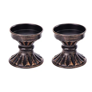 

2pcs Vintage European Iron Candlestick Holders Retro Metal Pillar Stands Decorative Home Centerpiece Wrought Long-Lasting
