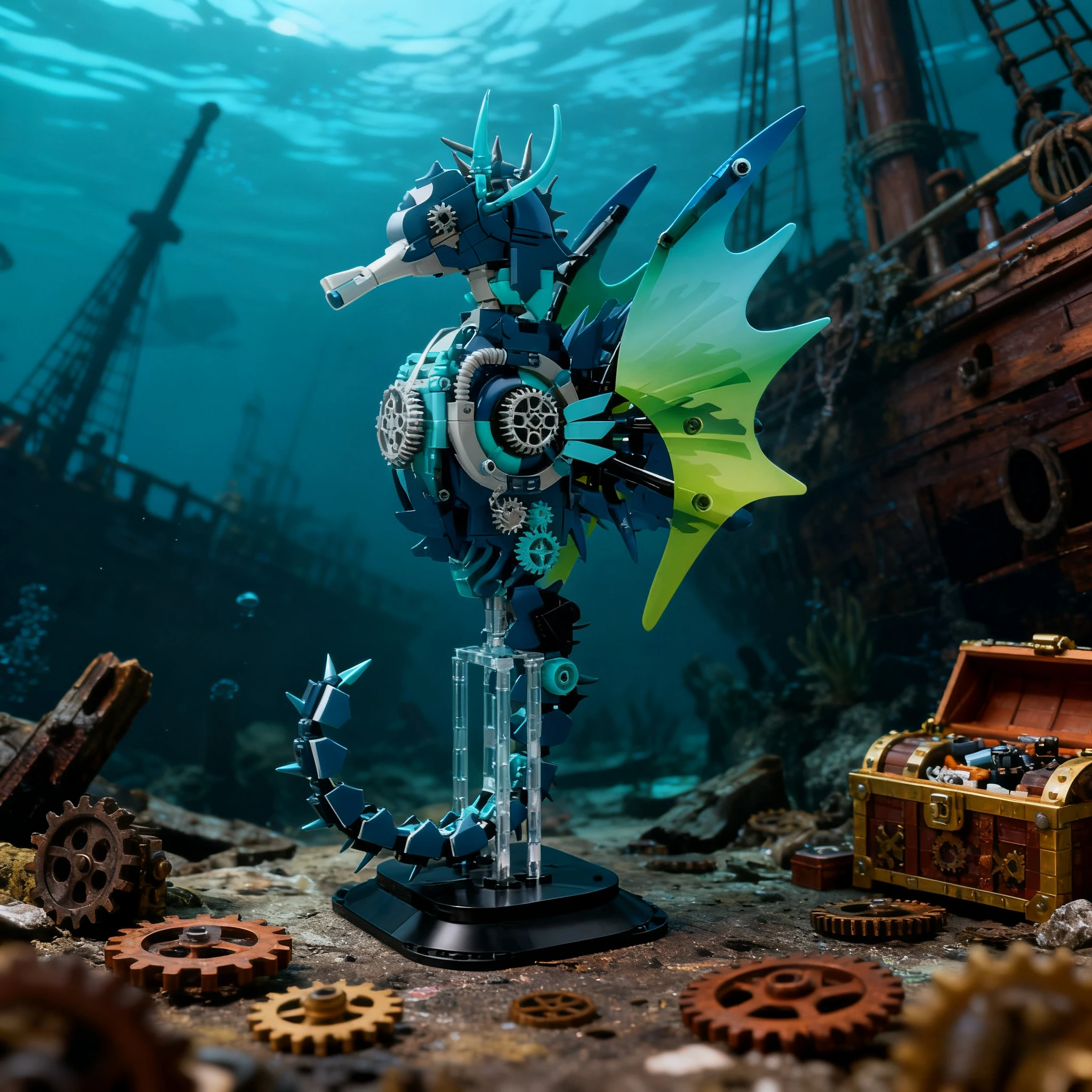 

Mechanical Seahorse Warrior Model Building Blocks Toy MOC City Movable Marine Animal Mech DIY Bricks Toys for Children Boys Gift
