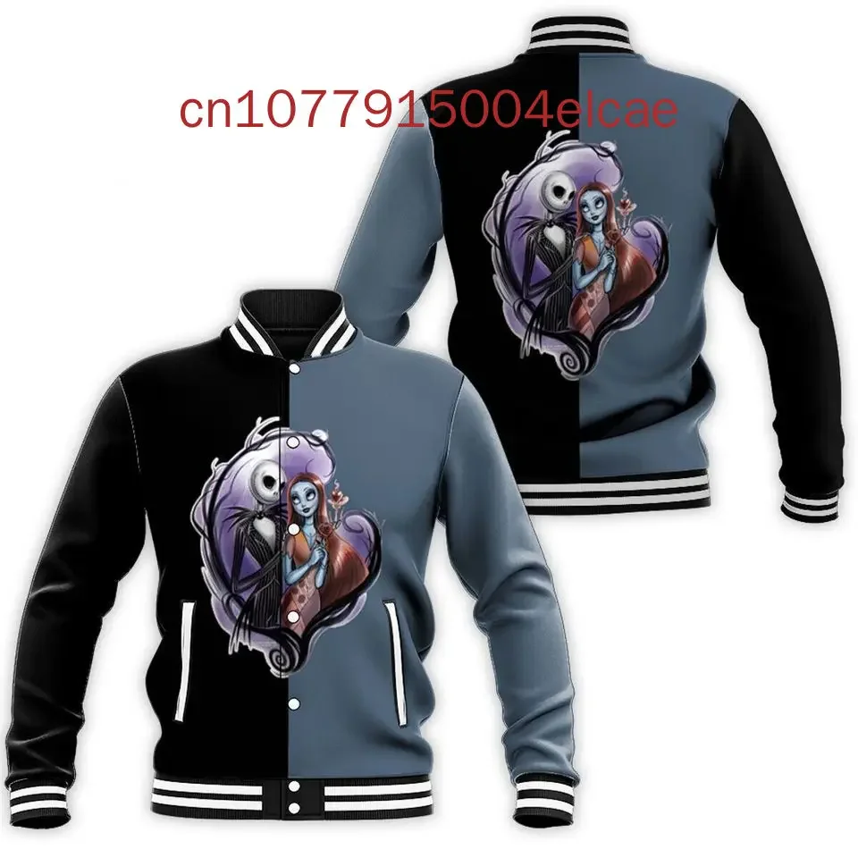 Disney The Nightmare Before Christmas Jack SkeletonChaqueta de béisbol de Halloween de otoño e invierno para hombres y mujeres