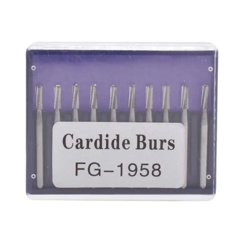10pcs/box FG-1958 Dental Tungsten Carbide Bur Drill Round Type For High Speed Handpiece Dentistry Tools