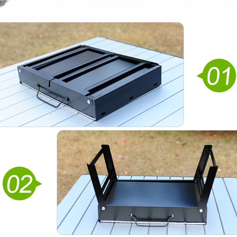 Imagem -04 - Camping Cookware Grupo Grill Stand Fogo Tamanho Grande Folding Brazier Table Equipamento de Camping Aço Inoxidável