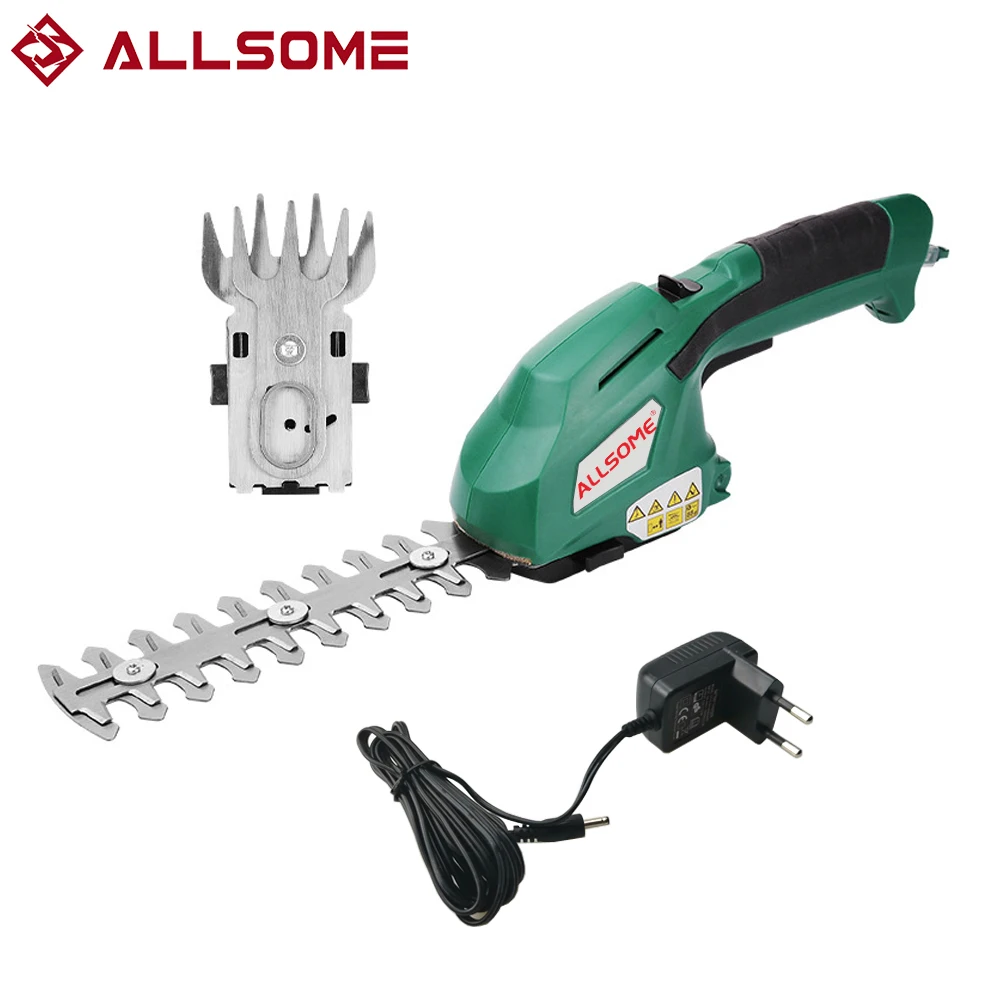 ALLSOME Electric Hedge Trimmer 2 in 1 7.2V Cordless Household Trimmer Rechargeable Weeding Shear Pruning Mower HT2668