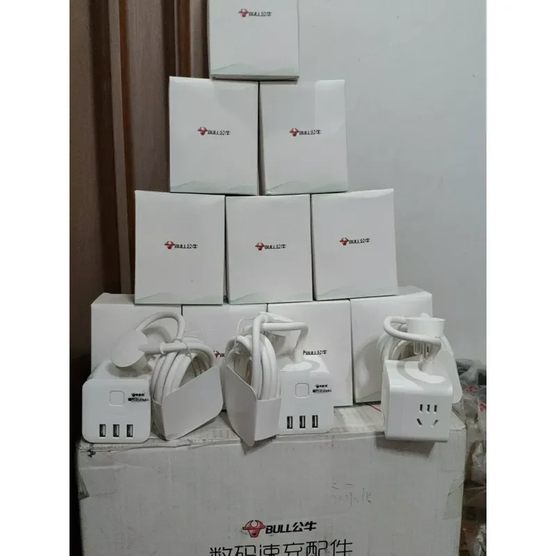 for Bull Rubik's Cube Power Strip 3 Outlets 3 USB Ports New National Standard 1.5m Thickened Cable Genuine New Packaging