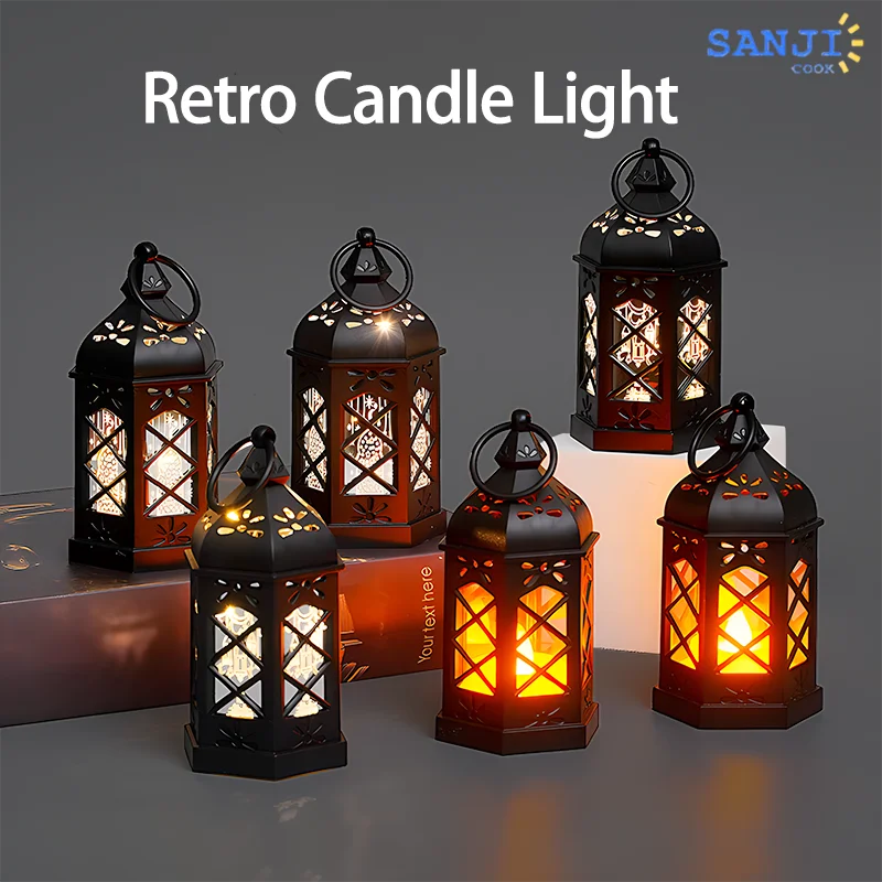 LED Retro Candle Light Night Light Suitable for Living Room Bedroom Bedside Lamp Candlelight Dinner Atmosphere Light Scene Light