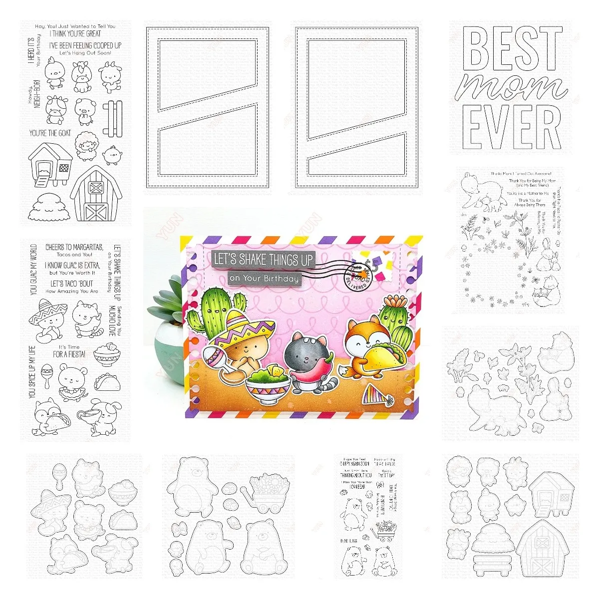 Friends Who Fiesta Center Strip Cover-Up Die Next Clear Stamps Metal Cutting Dies DIY Making Greeting Card Scrapbooking New