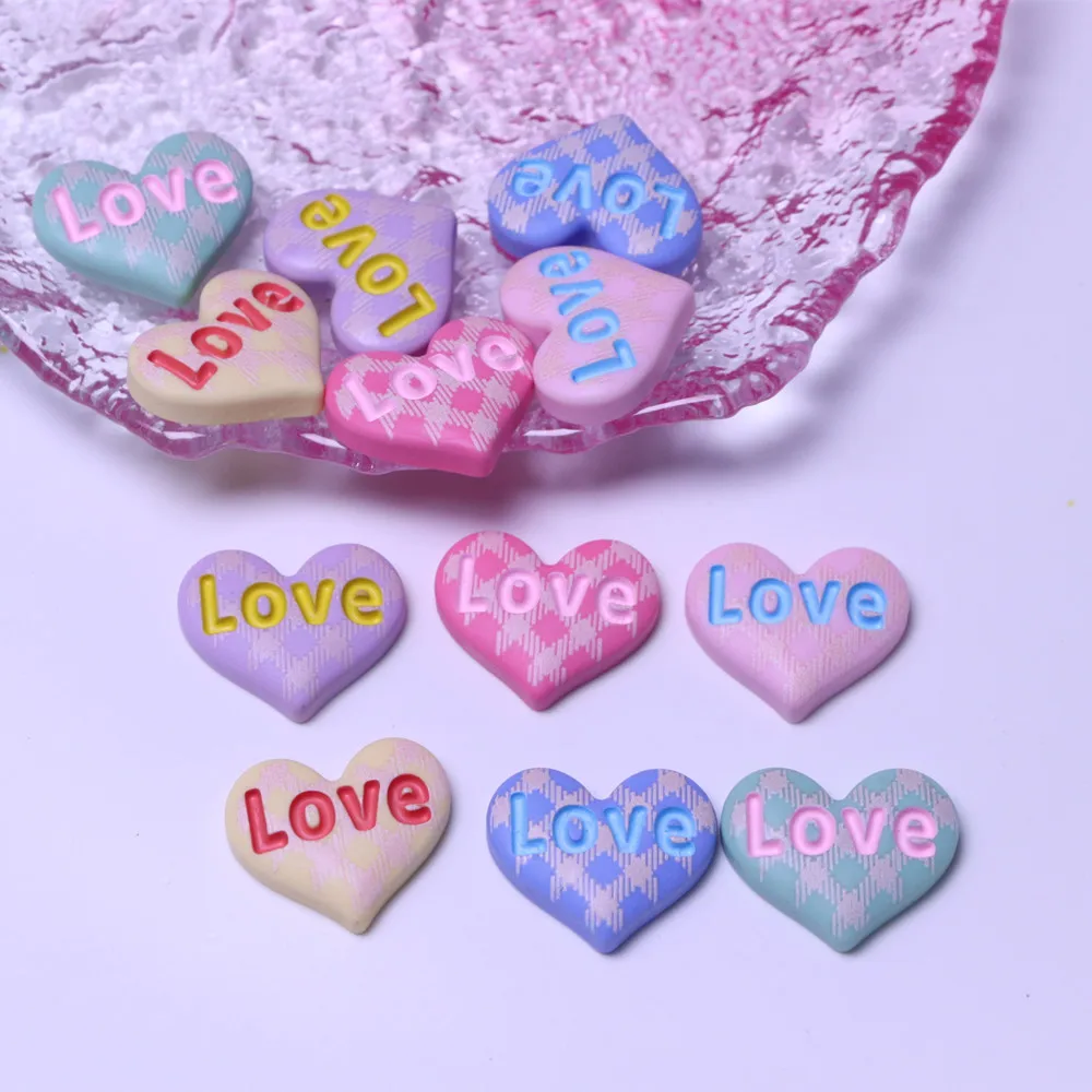 

100pcs Resin Heart Bear Happy Face Flower Flatback Cabochon DIY Scrapbook Kawaii Embellishments Accessories