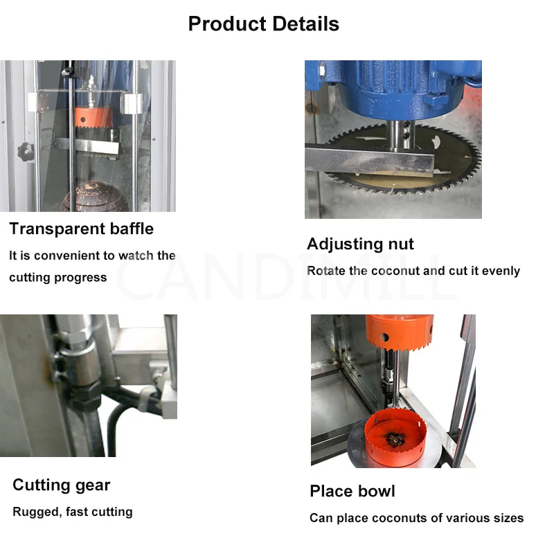 Режущее оборудование Машина для укупорки кокосов Коммерческая машина для укупорки кокосов Быстрая эффективная безопасность Регулируемая машина для открывания скорлупы