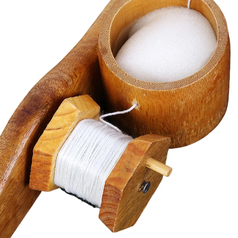 

1[Old-fashioned bamboo and wood ink bucket] Woodworking scribing ink bucket Hand-cranked bamboo ink bucket Automatic scribing