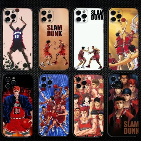 Anime Comics Slam Dunk Phone Case For iPhone 16,15,14,13,12,11 Plus,Pro Max, Soft Silicone Black Cover