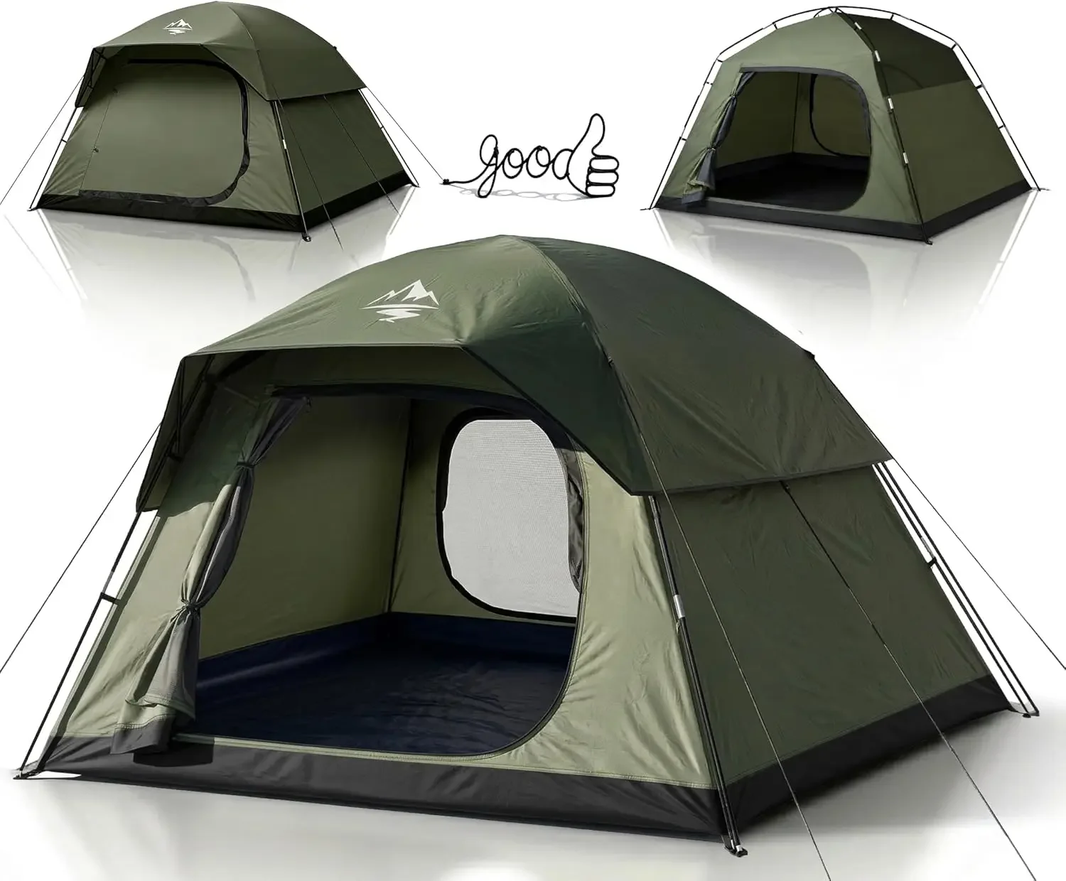 Tent 4 Person Camping Tents - Double Layer with 2 Doors & Rainfly, Portable Waterproof & Windproof