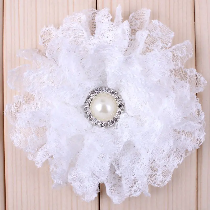 

200pcs/lot 4" 14 Colors NEW ARRIVAL DIY Chic Shabby Lace Fabric Flowers With Shiny Pearl Button For Wedding Decoration