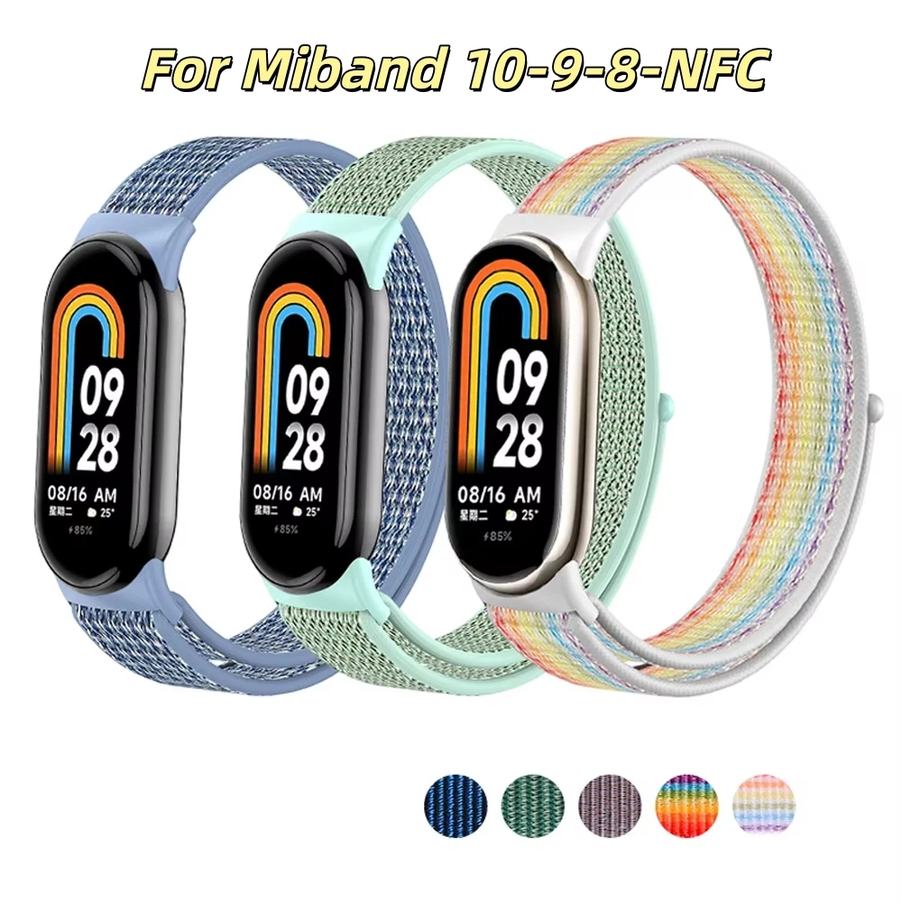 샤오미 미밴드 10-9-8-NFC용 스포츠 밴드, 스마트워치 나일론 루프 손목 교체용 벨트, 코레아 팔찌, 미밴드 10 스트랩