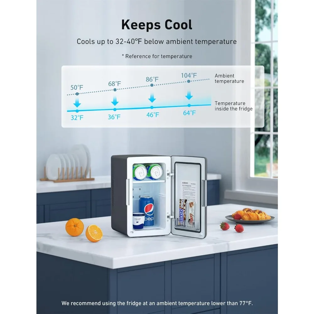 6 Liter/8 Cans Makeup Skincare Fridge 110V AC/ 12V DC Portable Thermoelectric Cooler and Warmer Little Tin