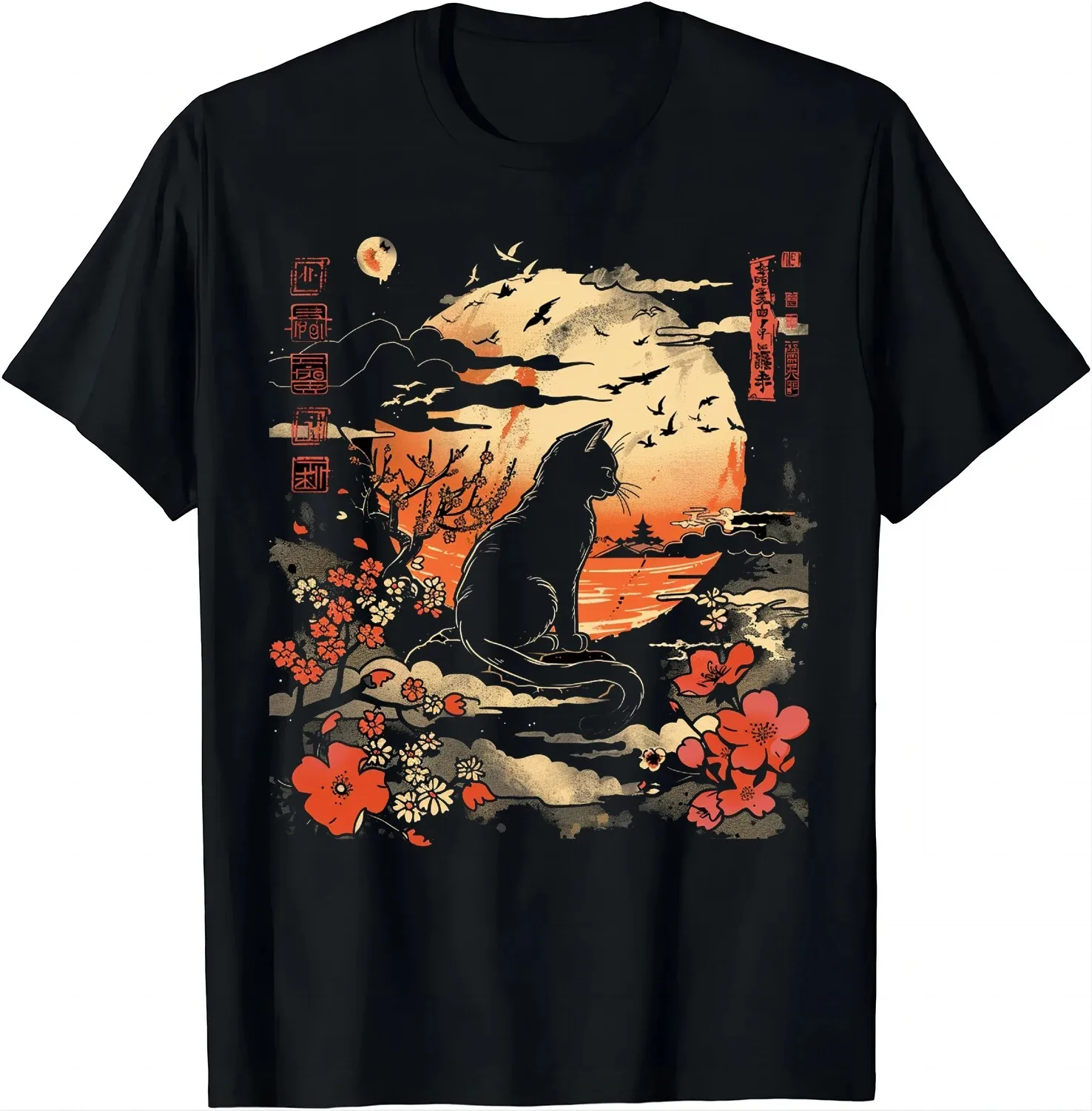 Kawaii Katze Anime Japanische Retro Männer Frauen Kinder Lustige Katze T-Shirt Grafik T Shirts Y2k Top Shirts für Frauen Camisetas