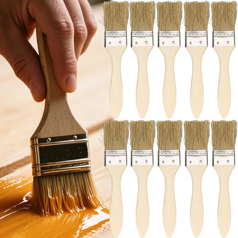 5/10/20 Pcs Pig Mane Brushes Wooden Handle Paint Brushesfor Handicrafts Plastering Glue Application DIY Wall Painting Brushes