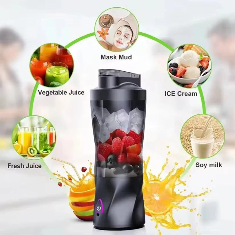 700ML Electric Portable Juicer Fresh Fruit Mixer Multifunctional USB Rechargeable Shakes Smoothie Blender Outdoor Mixing Cup