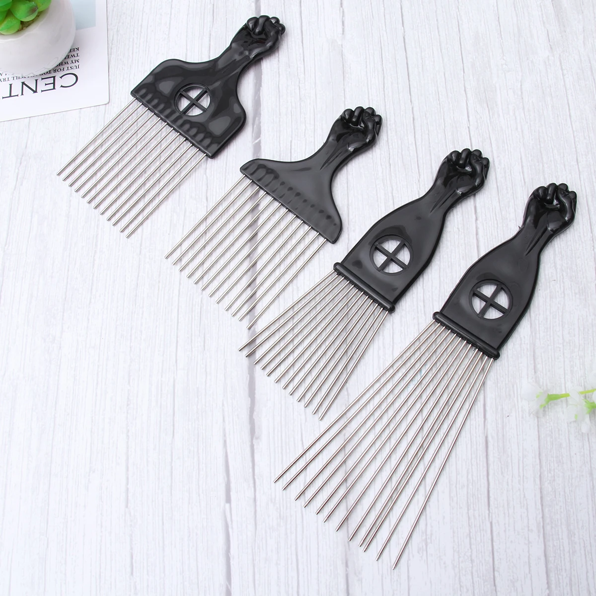 

4 Pcs Hair Pick Comb Claw Brush Metal Long Tooth Pointed Tail Detangle Accessories Hairstyling Smooth Edges Curly Afro