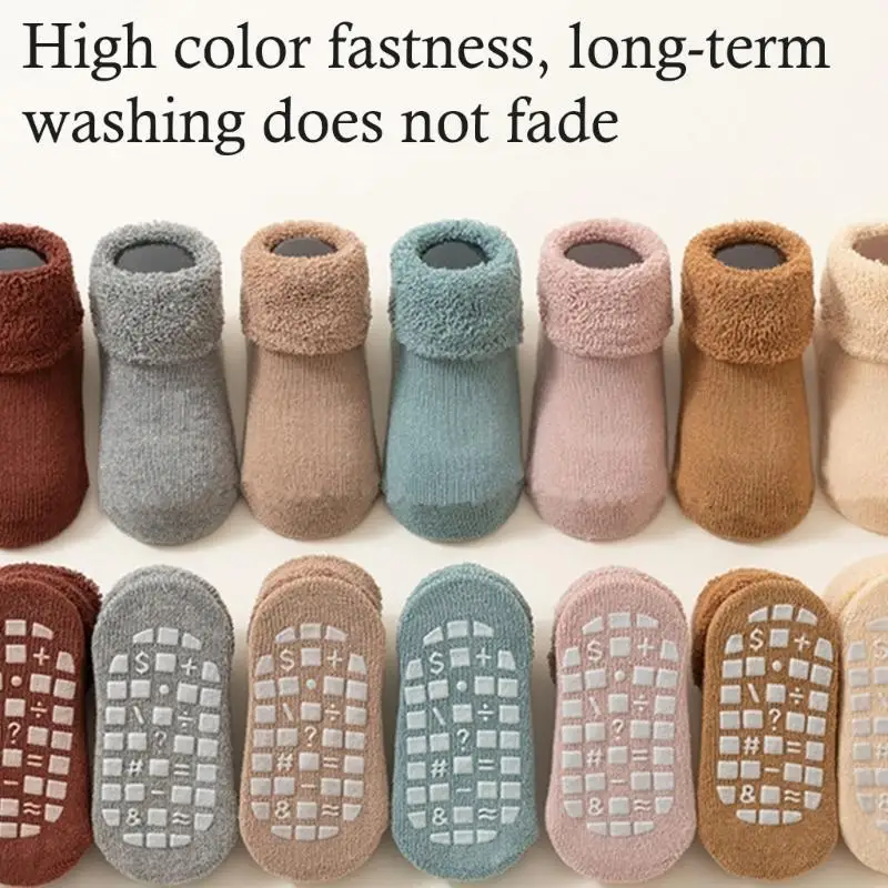 A5YC Anti Skid Infant Floor Socks Thick Combed Cotton Cosy Home Wear For Toddlers