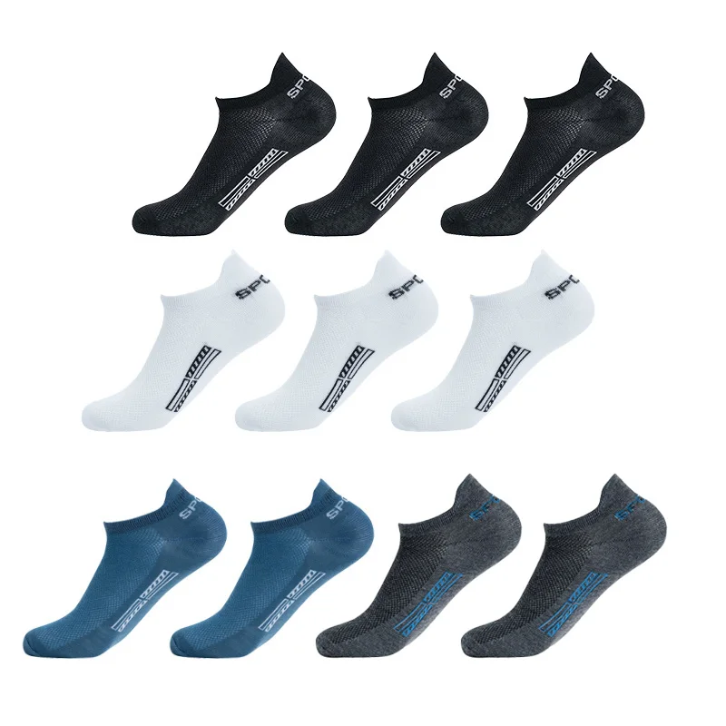 

10Pairs Men Ankle Socks Breathable Cotton Sports Socks Mesh Casual Athletic Summer Thin Cut Short Sokken Size 38-46