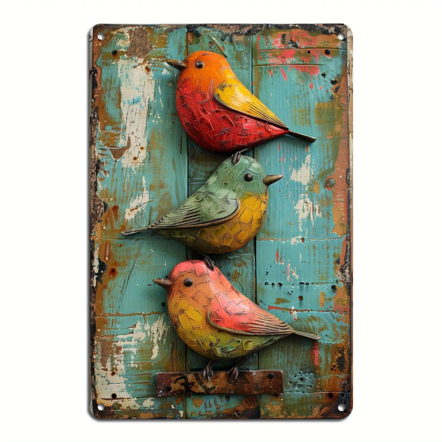 1PC Vintage โลโก้ดีบุกสีน้ํา Bird Wall ตกแต่งน่ารักตกแต่งนกเนอสเซอรี่สัตว์ Home Bar Board Wall ตกแต่ง