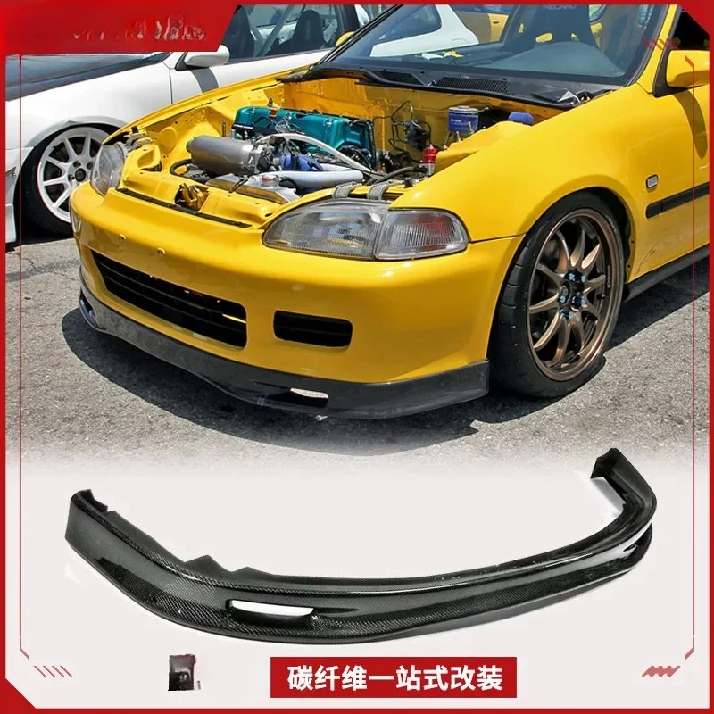 1992-95 Compatible with Honda Three-Door EG Civic SPOON Style Carbon Fiber Front Lip Small Spoiler Front Chin