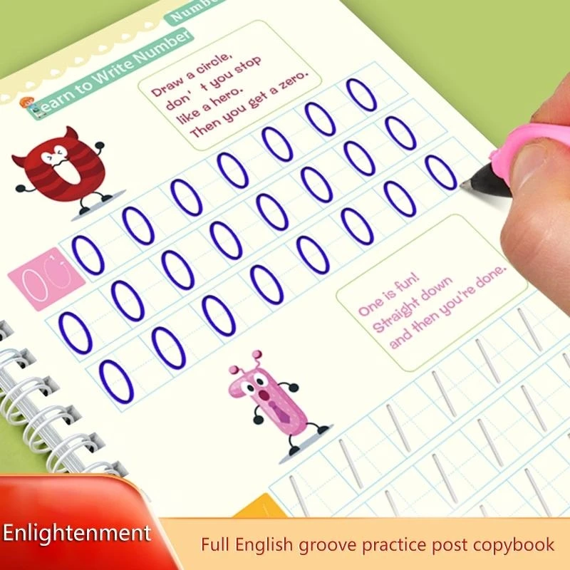 

4Pcs Practice Copybook with Pen Handwriting Copybook Set for Preschoolers Letters Numbers Writing best sale
