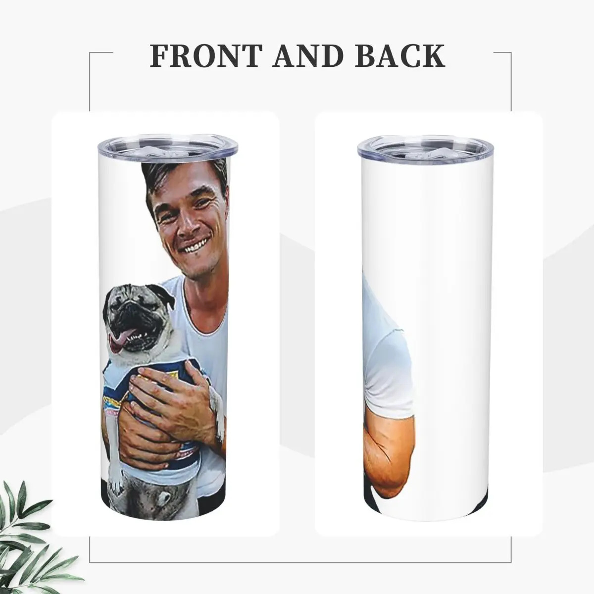 Tyler C With Dog - Cutout Stainless Steel Tumbler Vacuum Insulated Mugs Thermal Cold Bottle Straws With Lid 20oz