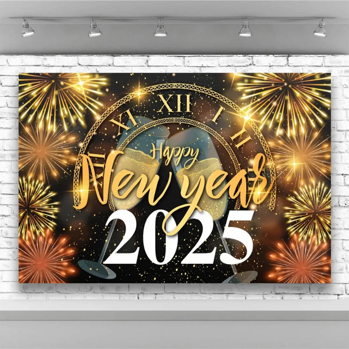 2025 Happy New Year Backdrops for Christmas Photography Decor Background Fireworks Celebrate Party Family  Poster Photo Studio