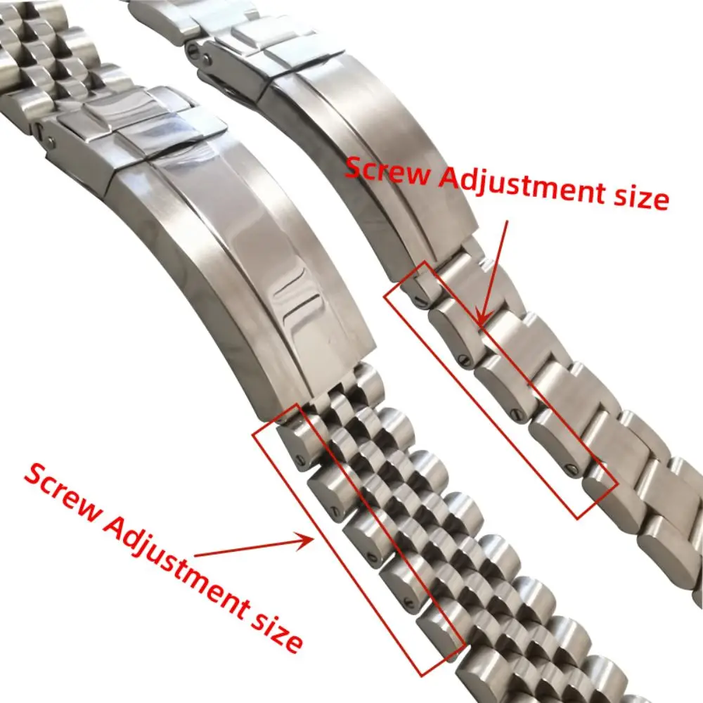 19mm 316L Stainless Steel Silver Oyster Jubilee Screw Curved End Watch Strap Band Fit for SKX 5 SNXS73 75 SNXS80 SNXS81 SNXG47