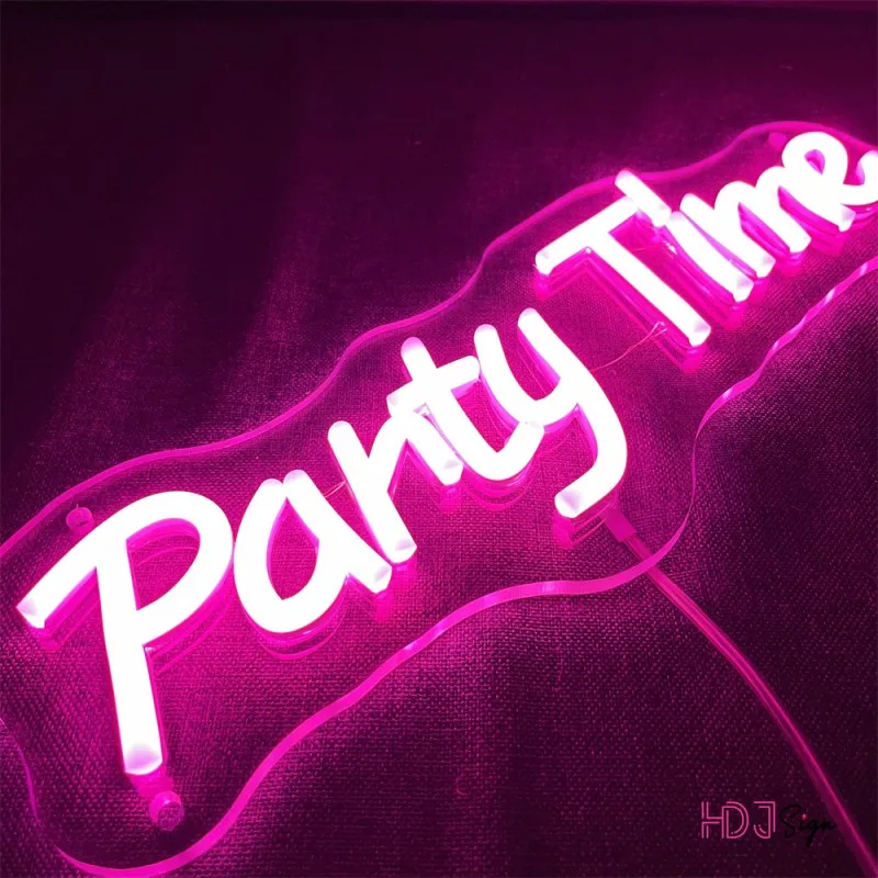 Imagem -03 - Party Time Led Neon Night Light Wall Art Sign Decoração de Aniversário Presente de Casamento Decoração de Casa