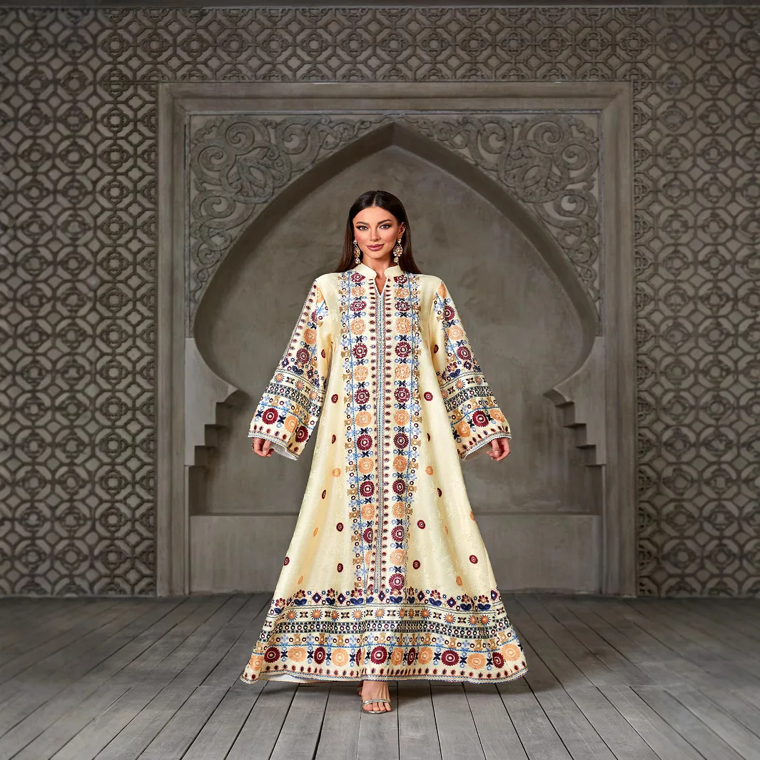 عباية عيد للنساء فساتين الحفلات قفطان إسلامي مطبوع جلابية الماس رمضان رداء عربي المغرب دبي عبايات إسلامية فيستدوس