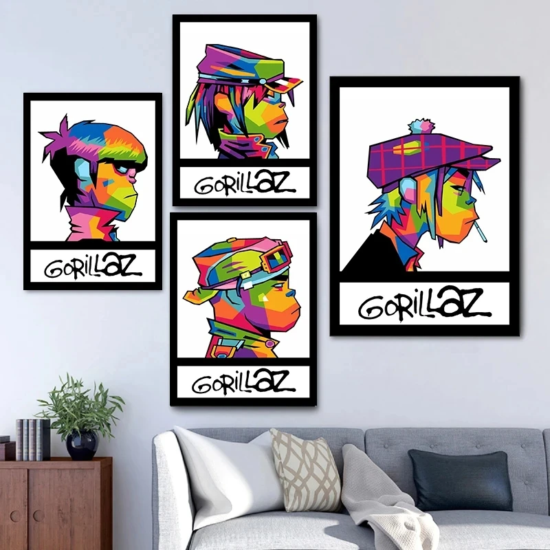 Gorillaz Posters Artwork Music Band Rock Rap Demon Days 2-D Singer Canvas Painting HD Print Wall Art Bar Kawaii Room Home Decor