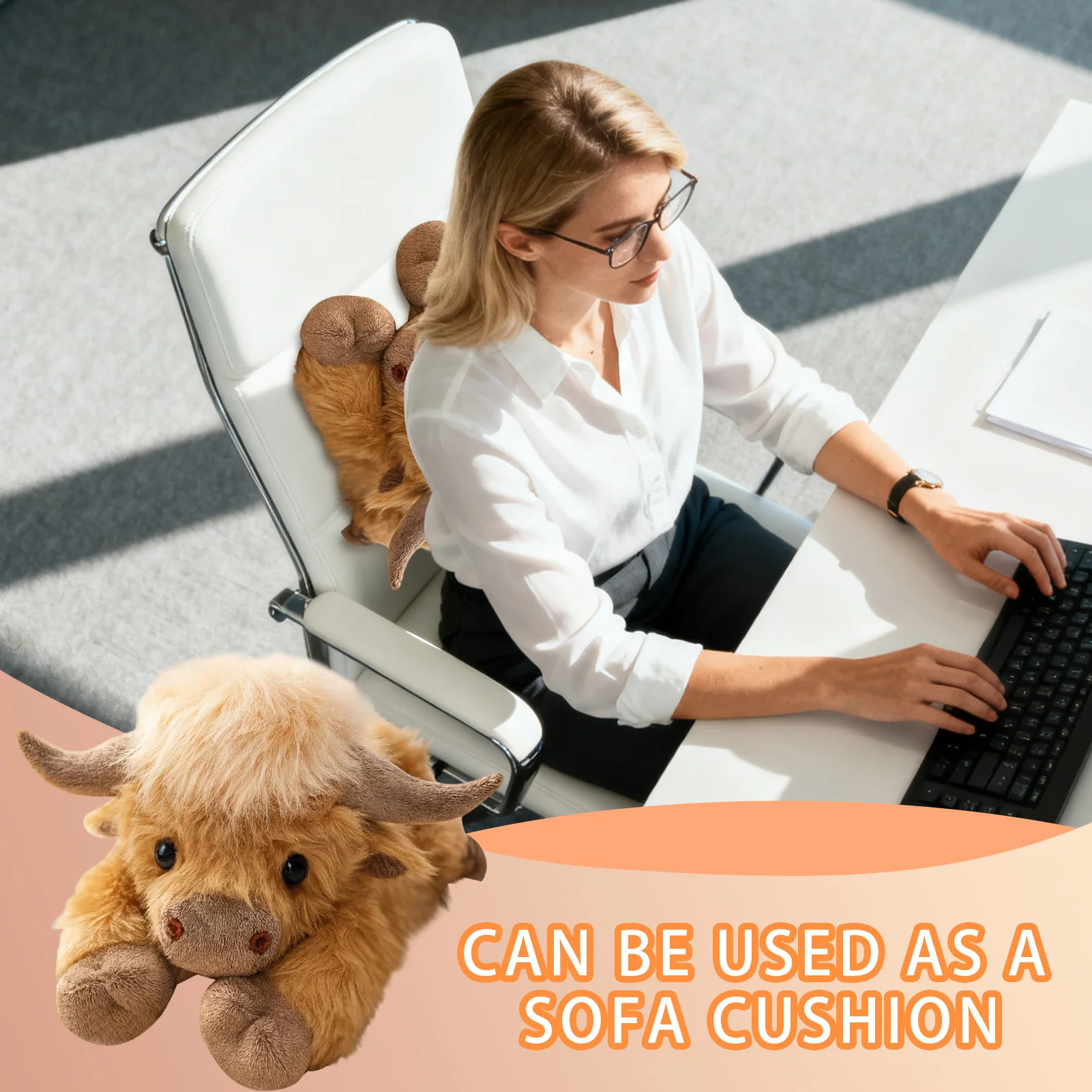 

45cm Simulation Lying Highland Cow Plush Animal Doll Soft Stuffed Lying Highland Cow Plush Toy Kids Xmas Gifts Home Decor