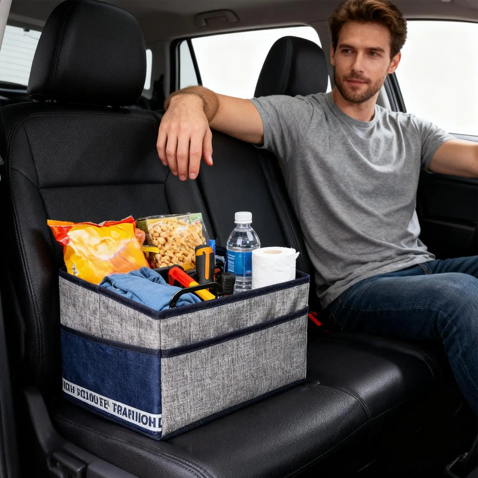 صندوق منظم قابل للطي سلة صندوق تخزين المقعد الأمامي للسيارة SUV السيارات السفر مكتب وثيقة البقالة تتحرك المقعد الخلفي #2