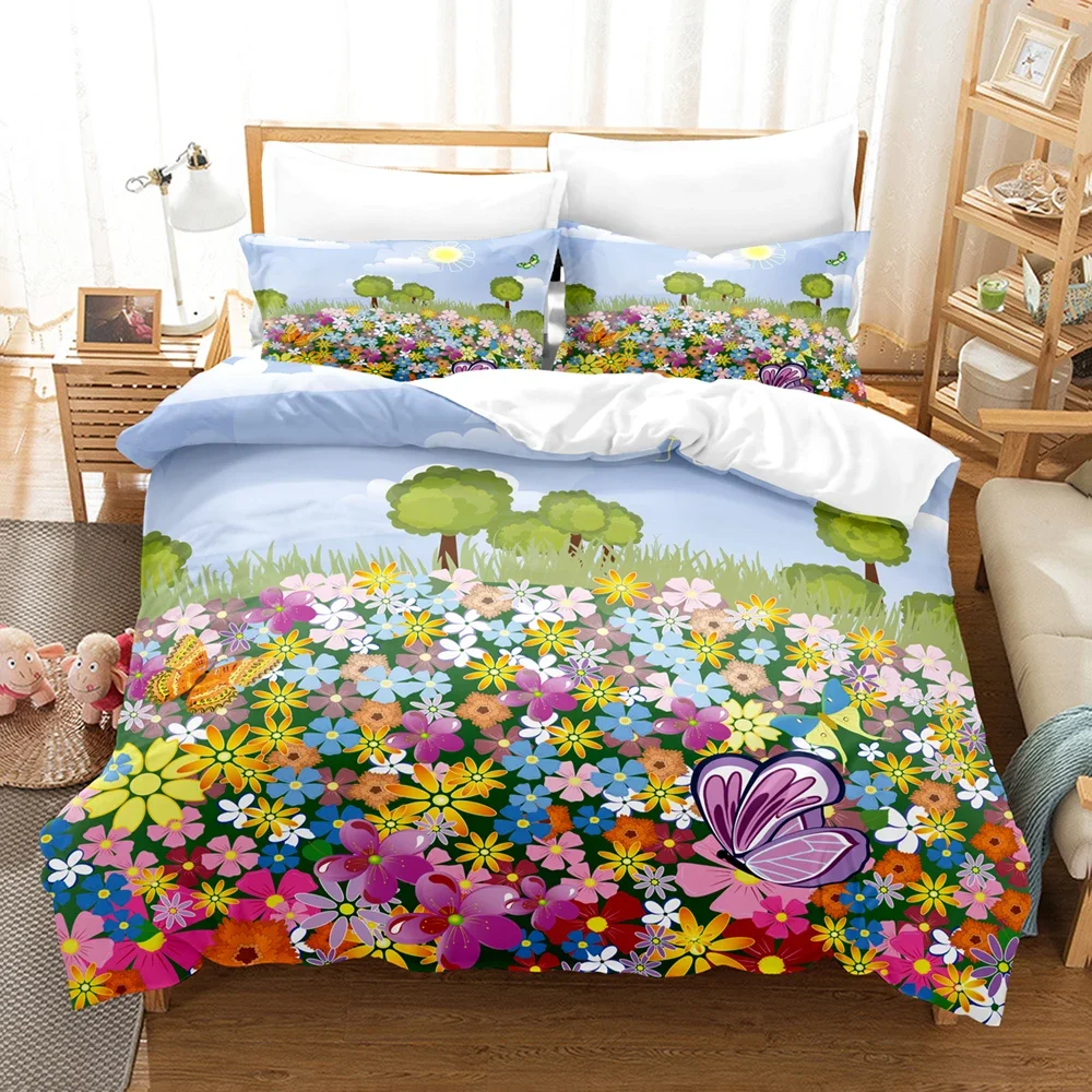 Modern Simpli Princess Bedding 2/3pcs Freshness Duvet Cover Pillowcases Flower Girl Comforter Bedding Sets Bed Set Cover Single