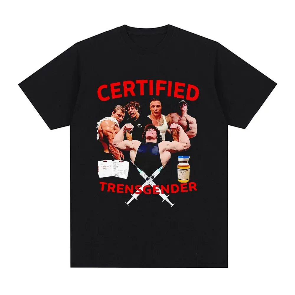 

Summer Men 2025 New Sam Sulek Tran Meme pattern Harajuku Casual 100% Cotton Vintage Short-sleeved T-shirt