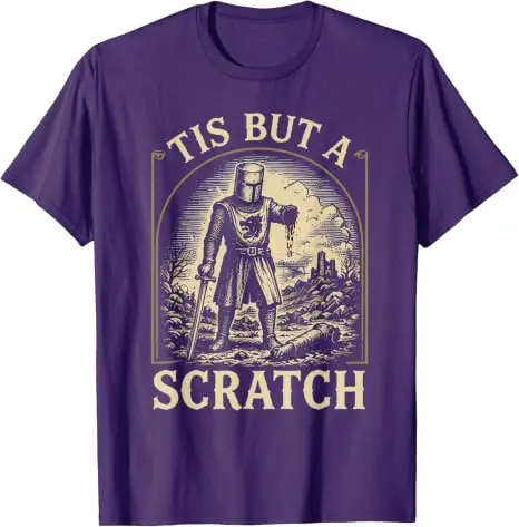 Das ist nur ein Kratzer Lustiges Mittelalterliches Ritter-Grafik-T-Shirt Retro-Krieger Mittelalterliche Rüstung Grafik-Bekleidung Herrenmode Halloween-Geschenk – Detail 13
