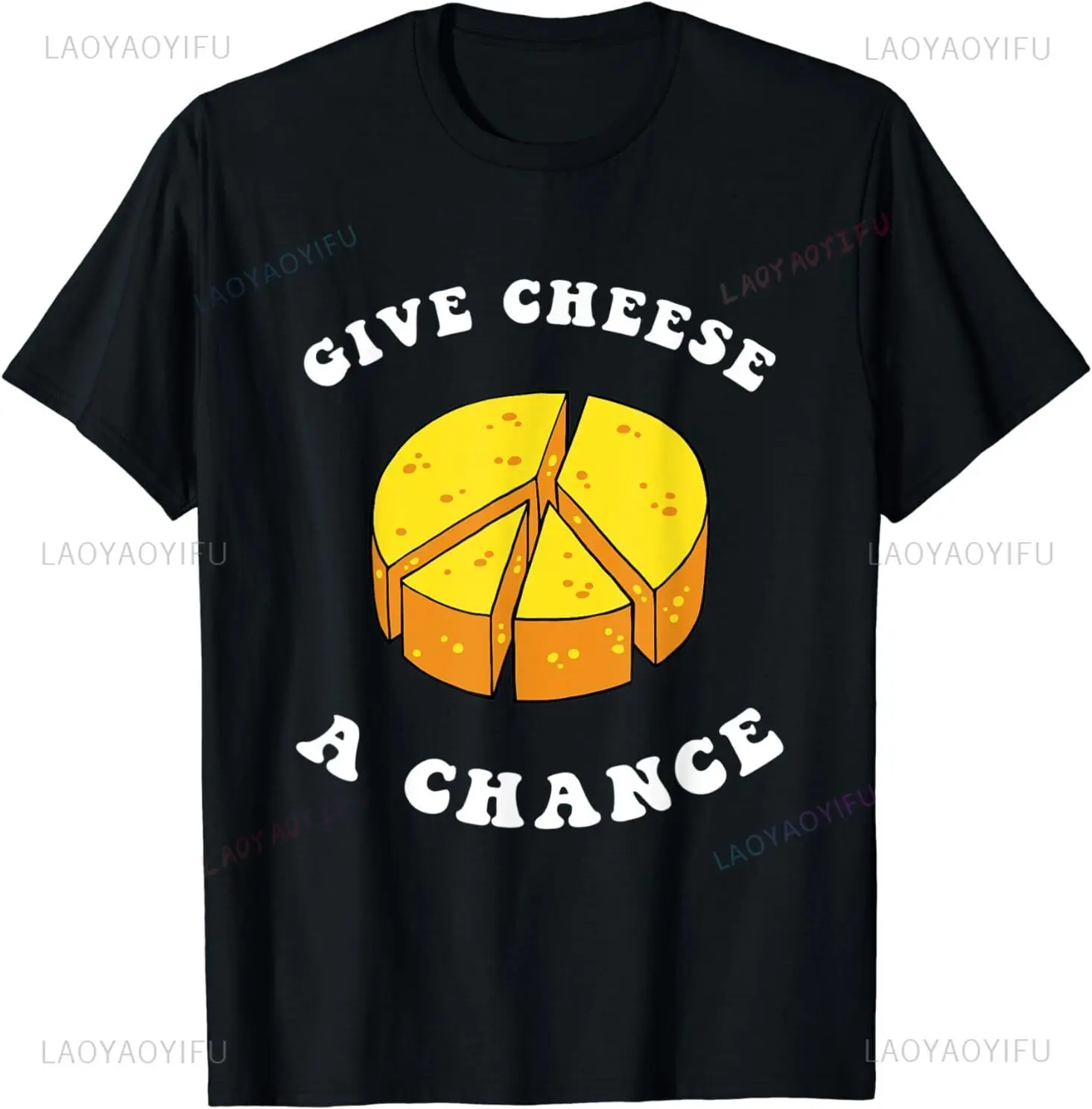 เสื้อยืดลายกราฟิก Give Cheese เสื้อยืดลำลองแฟชั่นฮาราจูกุสไตล์ฤดูร้อนเสื้อยืดผู้ชายทรงหลวม Y2K แขนสั้น