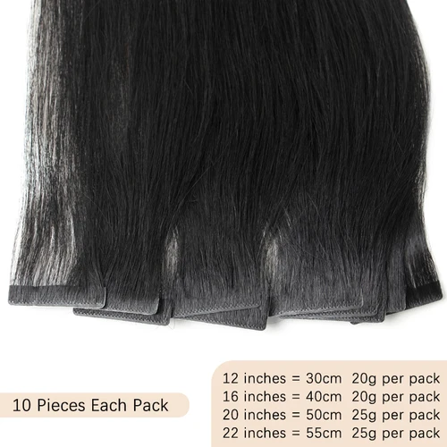 Imagen 2 del producto Extensiones de cabello humano con cinta Invisible, trama de piel de Pu sin costuras, extensiones de cabello inyectado, adhesivos atados a mano, 10 unidades por paquete