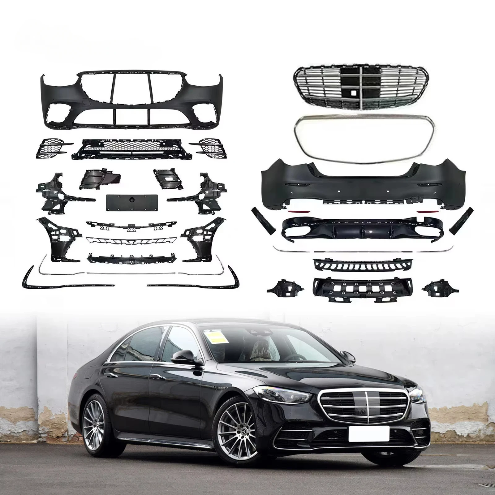 

Leishuo автозапчасти ABS/PP/углеродное волокно боковые юбки W223 Bodykit Body Kit для maybenz W223 2021 + обновление S63 S450 May bach