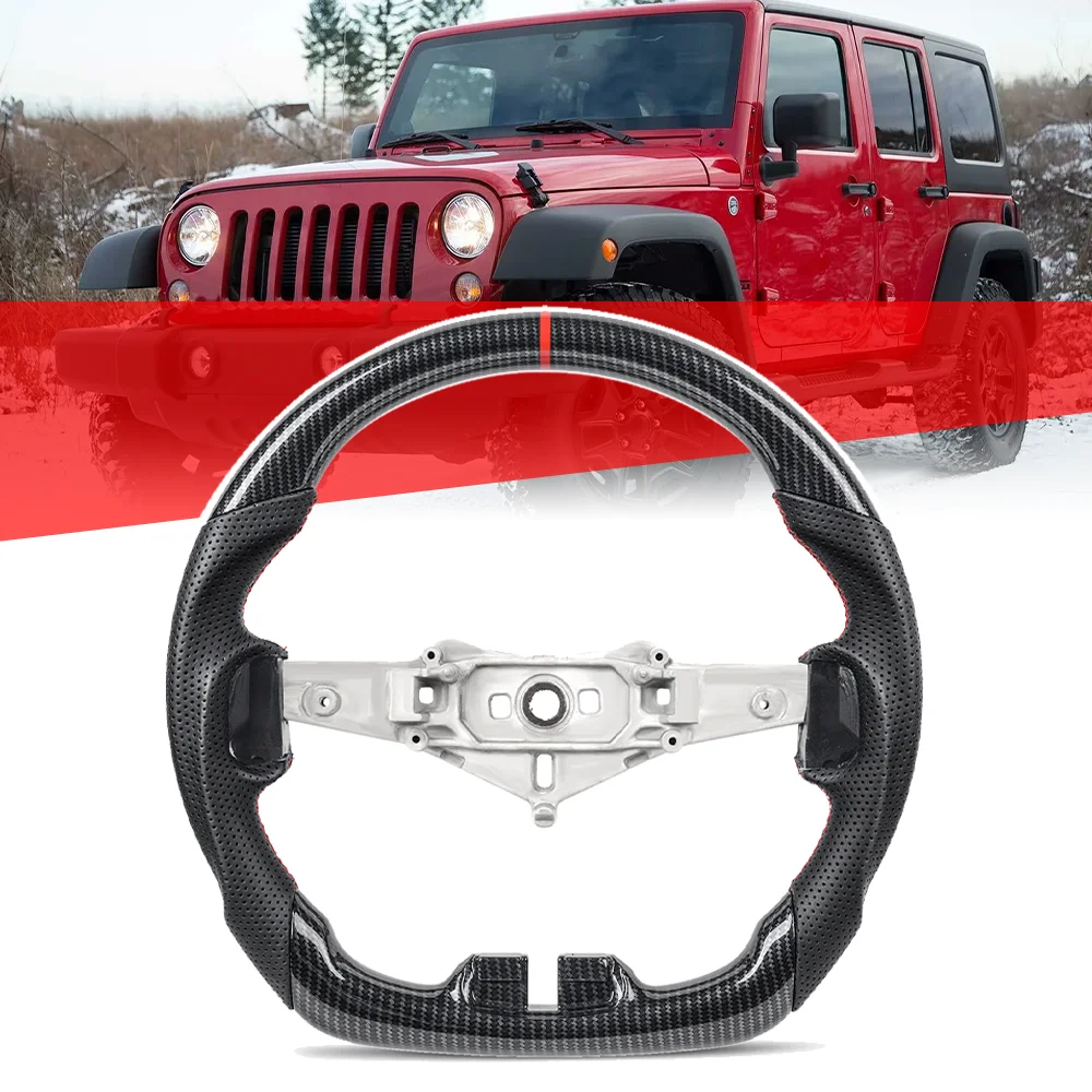 

Руль из перфорированной кожи с гидропечатью под карбон для Jeep Wrangler JK JL 2011-2017