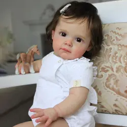 23 inch 60 cm Silicone Reborn Baby Doll bebe reborn Soft Body Newborn White Clothes Sets Children Christmas Gifts for Girls Boys