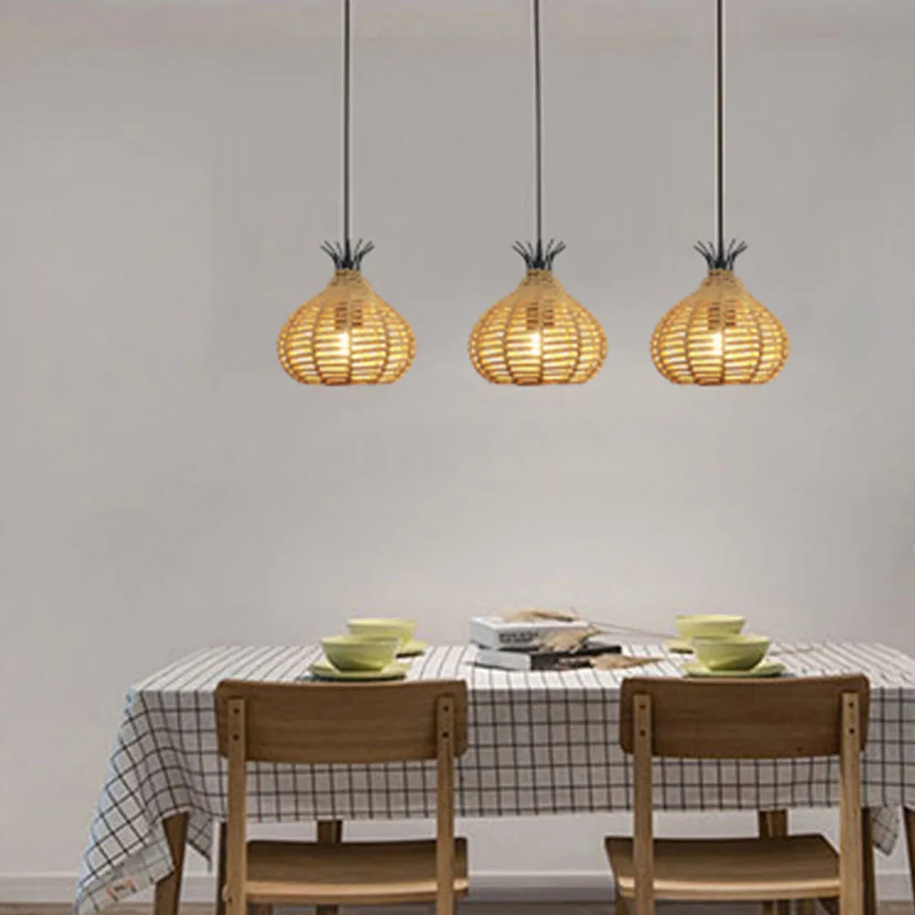 

Rustic Hemp Rope Ch Pendant Light Woven Ceiling Bar Decor Hanging Lamp Iron Base Pastoral Style Room Lighting