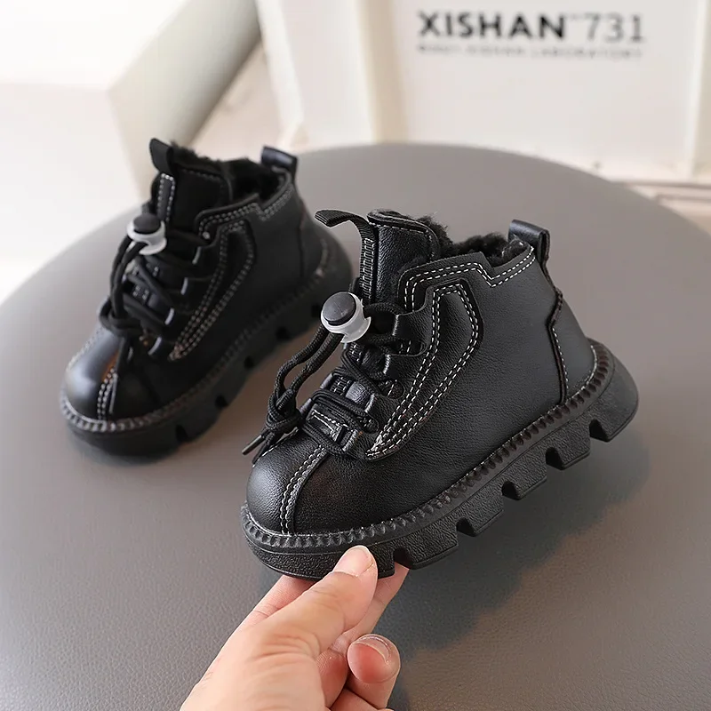 Children Ankle Boots Boys Girls Thick Warm Plush Fur Boots Autumn Winter Kids Casual Snow Boots Rubber Size 21-30 New