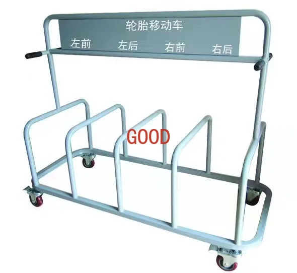 taller de reparación tienda 4S estante de colocación móvil de cuatro neumáticos, camión neumático